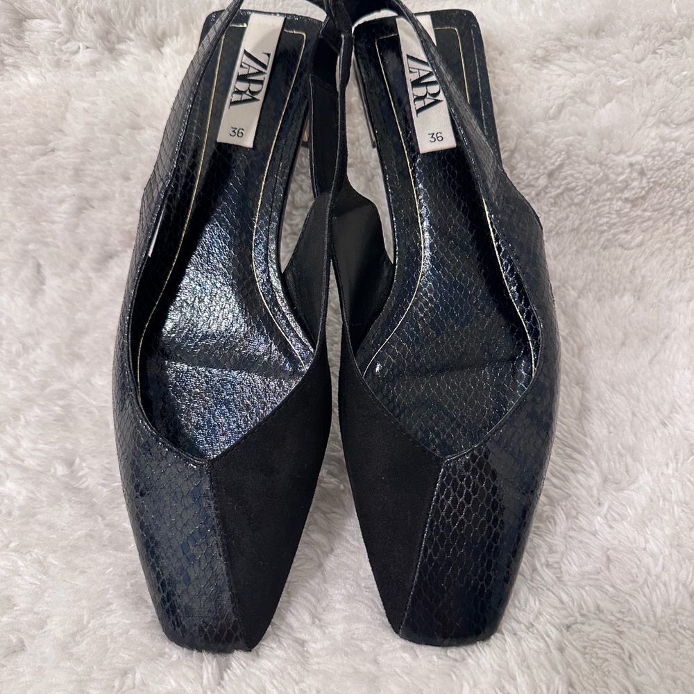 Zara Black Women's Slingback Shoes